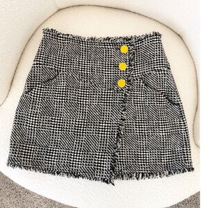 Tanya Taylor “Monti” Plaid Tweed Mini Skirt - Black/White / Size 0